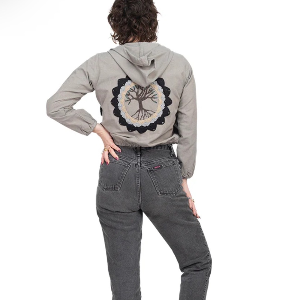 Lakhays Bomber Jacket Tree of Life Tan Cotton M/L